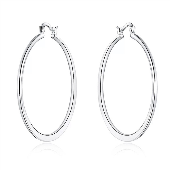 Sterling Silver Oversized Hoop Earrings - Picture 4 of 4